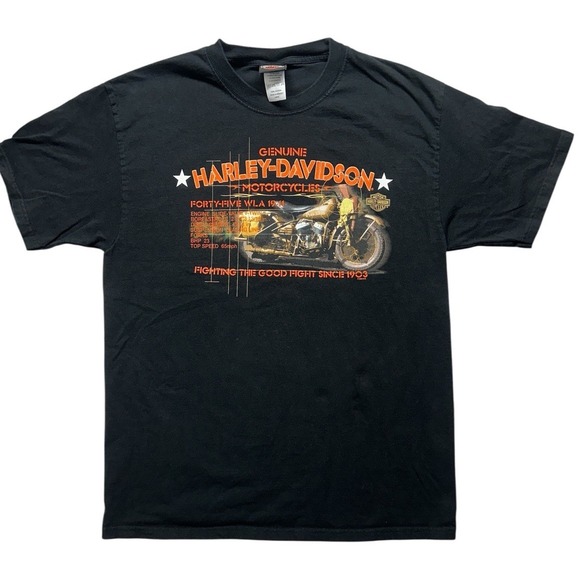 Harley‎ Davidson Black Graphic T Shirt Bike Large Short Sleeve Men's 2008 - Picture 1 of 9